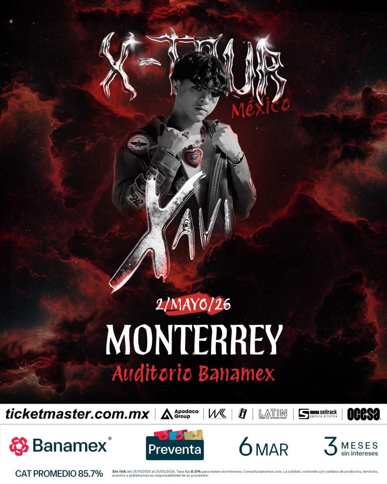 Póster del concierto de Xavi - X Tour México - Monterrey 2026